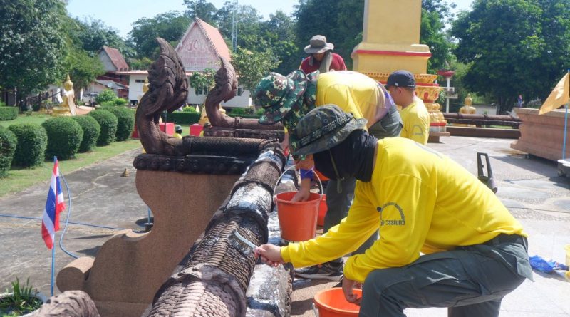 ร่วมทำความสะอาดรอบบริเวณพระธาตุเกศแก้วจุฬามณี วัดพระธาตุเกศแก้วจุฬามณี บ.หนองแวง ต.ซับสีทอง อ.เมือง จ.ชัยภูมิ